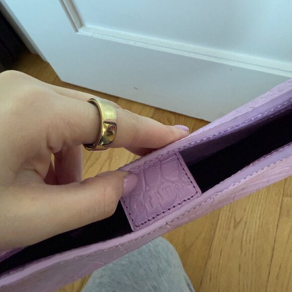 NWT Staud Top Handle Moon Bag In Lilac Croco Embossed Leather Crescent Shape - Picture 9 of 9